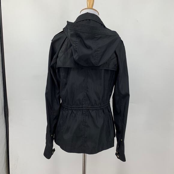 Vince Camuto Jacket Womens PP/PS Black Gold Quilt Trim Anorak Detach Hood - Picture 3 of 16